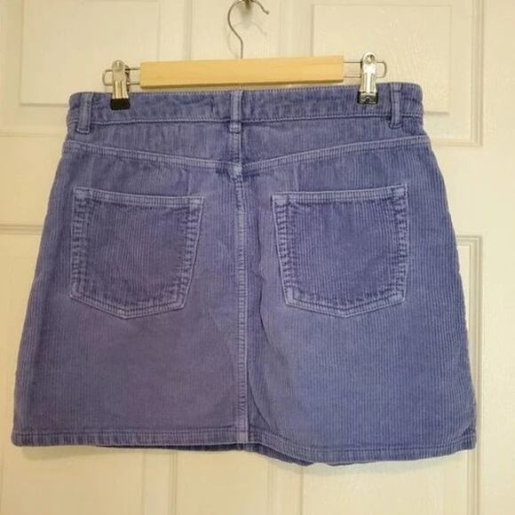 Topshop High-waisted Corduroy A-line Mini Skirt Sky Blue Size 8 - Picture 7 of 11